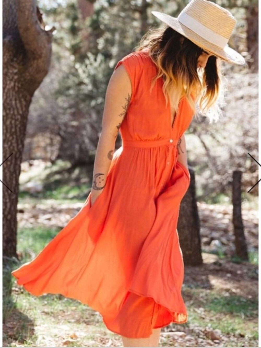 Knot Sisters Vermillion Coral Summer Dress Size XS